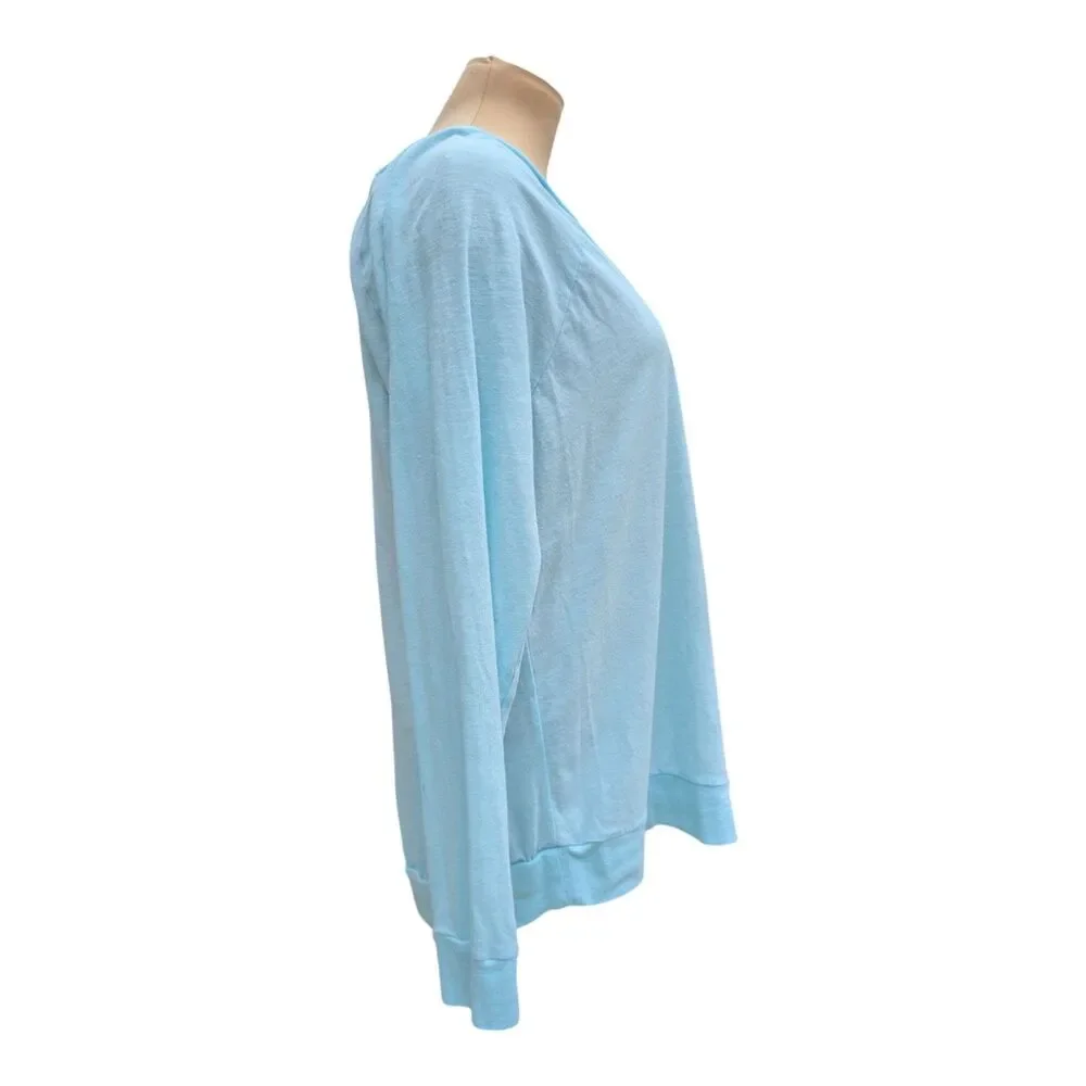 Victoria Secret PINK Long Sleeve Shirt Light Blue Size Medium Casual Basic - Picture 4 of 7